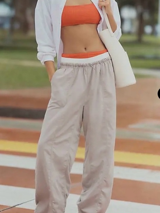 Daily Practice Pants - Light Beige Wide-Leg Drawstring Pants — Relaxed Fit